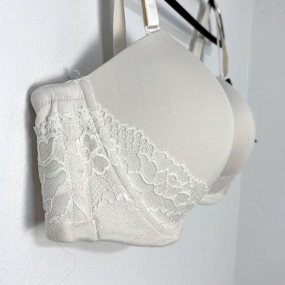 Torrid Cream Lace Bra 44DDD NWT Push up Strapless Criss-cross Neutral Feminine - Picture 4 of 12